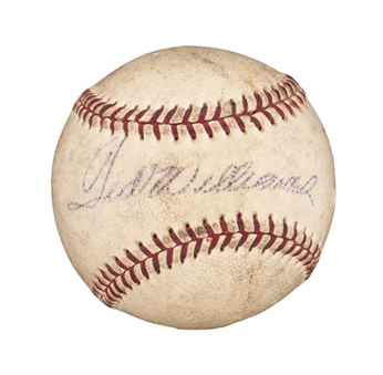 Ted Williams Used and Signed 1940s Harridge Baseball - PSA